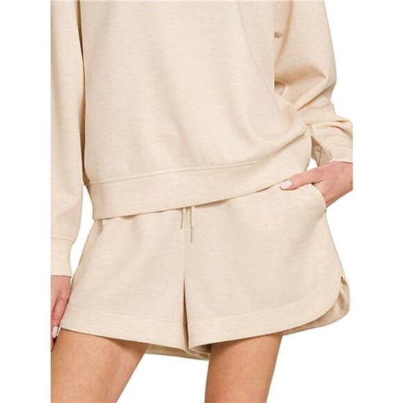 Zenana Scuba Long Sleeve Sweatshirt and Shorts Set - Picture 2 of 3